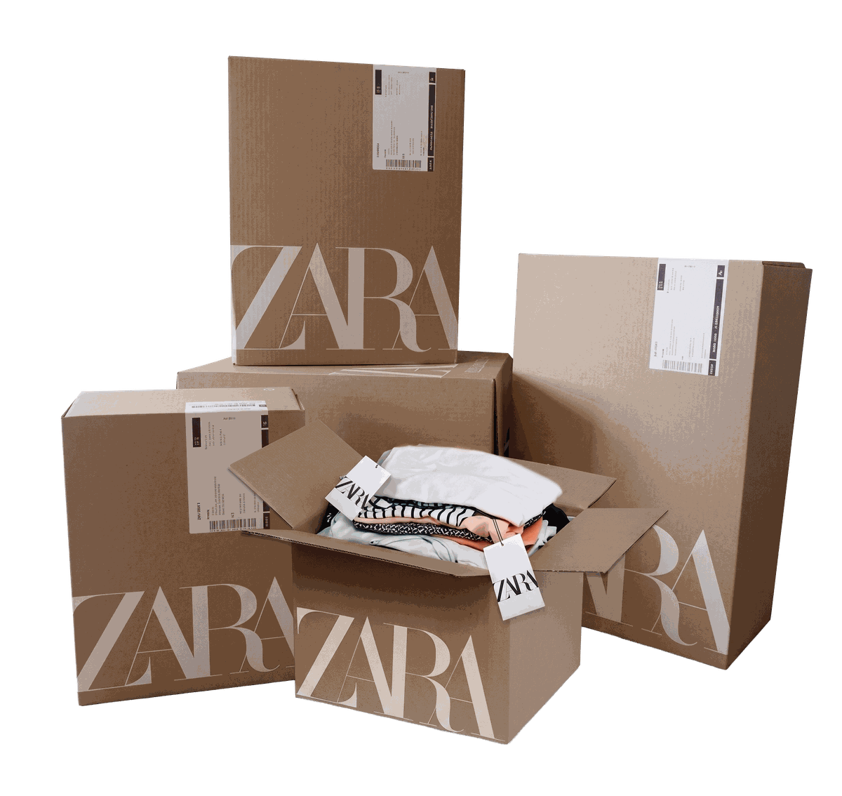 Überraschungsboxen voller Markenkleidung, neu mit Etikett